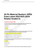 Ati Rn Maternal Newborn APEA Exam Latest 2022&sol;2023 &lpar;2019 Retake&rpar; Graded A&plus;