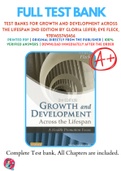 Test Banks For Growth and Development Across the Lifespan 2nd Edition by Gloria Leifer; Eve Fleck, 9781455745456, Chapter 1-16 Complete Guide