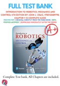 Test Banks For Introduction to Robotics: Mechanics and Control 4th Edition by John J. Craig, 9780133489798, Chapter 1-13 Complete Guide