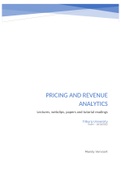 Pricing and Revenue Analytics lecture notes, articles, webclips and tutorial readings