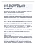 CSLB CONTRACTOR'S LAW & BUSINESS EXAM QUESTIONS and ANSWERS 