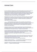 Animal Care Exam with Questions and Answers