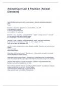 Animal Care Unit 1 Revision Exam Questions and Answers