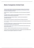 Basic Companion Animal Care Exam Questions and Answers