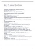 Intro To Animal Care Exam Questions and Answers