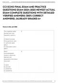 CCI ECHO FINAL EXAM AND PRACTICE QUESTIONS EXAM 2024-2025 NEWEST ACTUAL EXAM COMPLETE QUESTIONS WITH DETAILED VERIFIED ANSWERS &lpar;100&percnt; CORRECT ANSWERS&rpar; &sol;ALREADY GRADED A&plus;