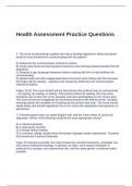 Health Assessment Practice Exam Questions and correct Answers