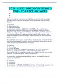 2024 NCLEX ONCOLOGY EXAM 2 WITH CORRECT ANSWERS