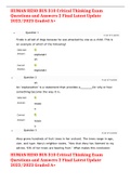 HUMAN RESO BUS 310 Critical Thinking Exam Questions and Answers 2 Final Latest Update 2022&sol;2023 Graded A&plus; 