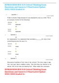 HUMAN RESO BUS 310 Critical Thinking Exam Questions and Answers 2 Final Latest Update 2022&sol;2023 Graded A&plus; 