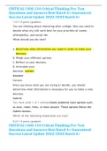 CRITICAL I SOS-110 Critical Thinking Pre-Test Questions and Answers Best Rated A&plus; Guaranteed Success Latest Update 2022&sol;2023 Rated A&plus; 