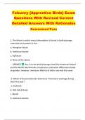 Falconry &lbrace;Apprentice Birds&rcub; Exam  Questions With Revised Correct  Detailed Answers With Rationales  Guaranteed Pass 