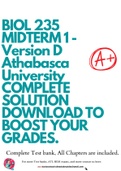 BIOL 235 MIDTERM 1 - Version D Athabasca University COMPLETE SOLUTION DOWNLOAD TO BOOST YOUR GRADES.