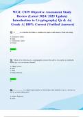 WGU C839 Objective Assessment Study Review &lpar;Latest 2024&sol; 2025 Update&rpar; Introduction to Cryptography&vert; Qs & As&vert; Grade A&vert; 100&percnt; Correct &lpar;Verified Answers&rpar;