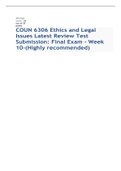 COUN 6306 Ethics and Legal Issues Latest Review Test Submission&colon; Final  Exam - Week 10-&lpar;Highly recommended&rpar;