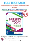 Test Bank for Nursing Today Transition and Trends 10th Edition By JoAnn Zerwekh&semi; Ashley Zerwekh Garneau Chapter 1-26 Complete Guide A&plus;