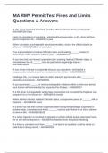 MA RMV Permit Test Fines and Limits Questions & Answers