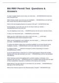 MA RMV Permit Test  Questions & Answers