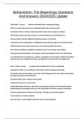 Behaviorism&colon; The Beginnings Questions And Answers 2024&sol;2025 Update