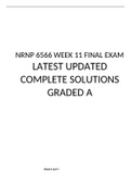 NRNP 6566 WEEK 11 FINAL EXAM LATEST UPDATED COMPLETE SOLUTIONS GRADED A
