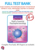 Test Banks For Stahl's Essential Psychopharmacology 4th Edition by Stephen M&period; Stahl&comma; 9781107025981&comma; Chapter 1-14 Complete Guide