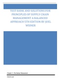 Test Bank and Solutions For Principles of Supply Chain Management A Balanced Approach 5th Edition By Joel Wisner