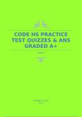 CODE HS PRACTICE TEST QUIZZES & ANS GRADED A&plus;