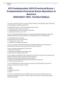 ATI Fundamentals 2019 Proctored Exam | Fundamentals Proctored Exam Questions & Answers 2022/2023 100% Verified Edition