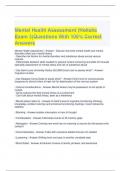   Mental Health Assessment &lpar;Holistic Exam 3&rpar;Questions With 100&percnt; Correct Answers