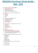 BIOS 256 FINAL EXAM STUDY GUIDE 2022 LATEST UPDATE