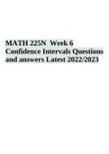 MATH 225N Week 6 Confidence Intervals Questions and answers Latest 2022/2023
