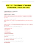 NURS 122 Final Exam 4 Questions and Verified Answers 2022&sol;2023
