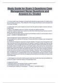 Study Guide for Exam 3 Questions Case  Management Nurse Questions and  Answers A&plus; Graded 