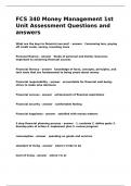 FCS 340 Money Management 1st Unit Assessment Questions and answers&period;