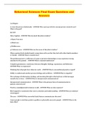 Behavioral Sciences Final Exam Questions and Answers