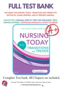 Test Bank For Nursing Today: Transition and Trends 9th Edition by JoAnn Zerwekh, Ashley Zerwekh Garneau 9780323401685 Chapter 1-26 Complete Guide.