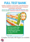 Test Banks For Nursing Leadership, Management, and Professional Practice for the LPN/LVN 7th Edition by Tamara R. Dahlkemper, 9781719641487, Chapter 1-20 Complete Guide
