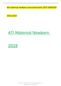 ati maternal newborn proctored exam 2019 Exam Study Guide Questions and Answers (2022/2023) (Verified Answers by Expert)
