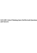 GEN 499 Critical Thinking Quiz &lpar;Full Revised&rpar; Questions and Answers&period;