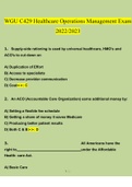 WGU C429 Healthcare Operations Management Exam Questions and Answers &lpar;2022&sol;2023&rpar; &lpar;100&percnt; Verified Answers by Expert&rpar;