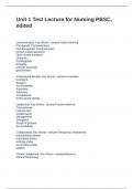 Unit 1 Test Lecture for Nursing PBSC&comma; edited Questions and Answers Rated A&plus;