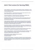 Unit 2 Test Lecture for Nursing PBSC Questions and Answers Rated A&plus;