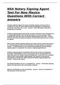 NSA Notary Signing Agent Test For New Mexico Questions With Correct answers&period;