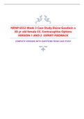 NRNP 6552 Week 3 Case Study Elaine Goodwin a 38-yr old female CC: Contraceptive Options VERSION 1 AND 2  EXPERT FEEDBACK