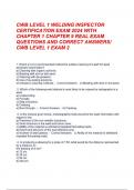 CWB LEVEL 1 WELDING INSPECTOR CERTIFICATION EXAM 2024 WITH CHAPTER 1 CHAPTER 9 REAL EXAM QUESTIONS AND CORRECT ANSWERS&sol; CWB LEVEL 1 EXAM 2