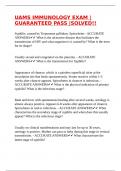 UAMS IMMUNOLOGY EXAM &vert;GUARANTEED PASS &vert;SOLVED&excl;&excl;