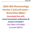 2022 HESI Pharmacology (Pharm) Exam Version 1 (V1) BRAND NEW Q&As Guaranteed Pass w A+ Actual Screenshots Included. VERIFIED