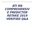 ATI RN COMPREHENSIVE PREDICTOR RETAKE 2019 VERIFIED Q&A.