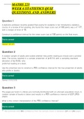 MATHS 225 WEEK 6 STATISTICS QUIZ QUESTIONS AND ANSWERS