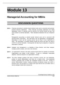 ACG 6315 HW Module 13 Answer Key Managerial Accounting for MBA's